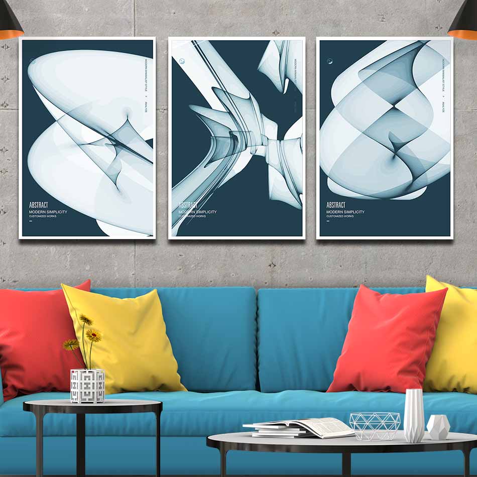 Bộ 3 tranh canvas treo tường Decor họa tiết trừu tượng - DC057