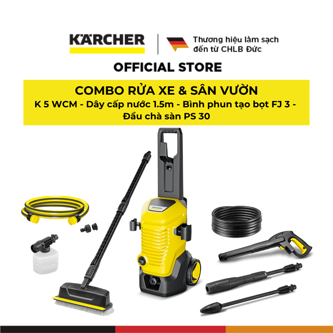 [Sản xuất Châu ÂU] Máy phun rửa áp lực cao Karcher K 5 WCM - Động cơ từ - Công suất 2100W - Bảo hành 24 tháng - Hàng Chính Hãng