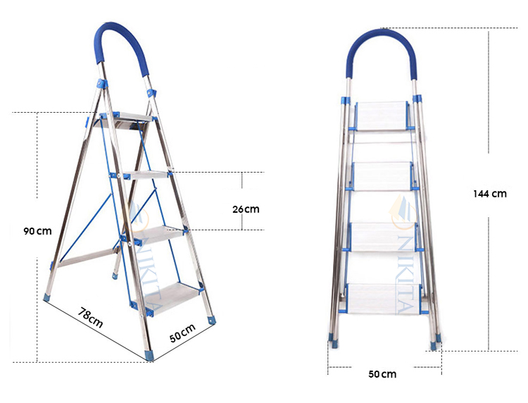 Thang nhôm ghế bậc lớn Nikita NKT-DL04