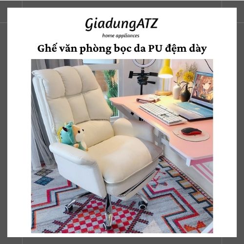 Ghế văn phòng đệm da êm ái có ngả lưng gác chân cao cấp