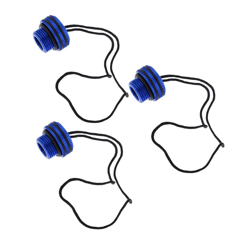 3x Durable Tank Protective Valve Caps with Retainer Cord for Scuba Diving, Kayak, Inflatable Boat