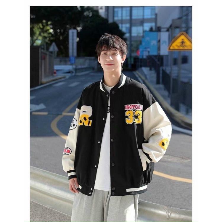 Áo Khoác Bomber Da Nhung Thêu Logo R 33 Form Unisex Nam Nữ Chất Áo 2 Lớp Mịn Đẹp