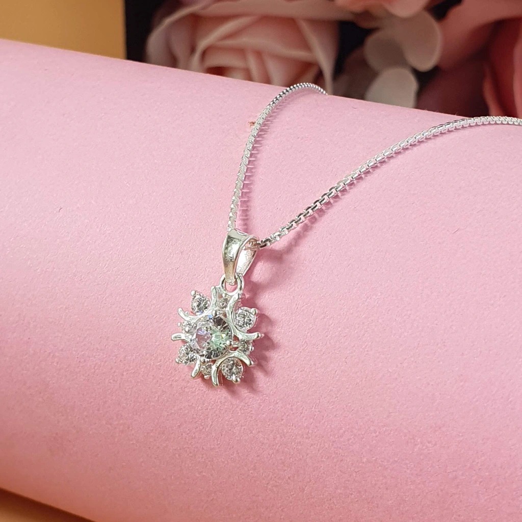 Dây Chuyền Vòng Cổ Bạc 925 Hoa Đính Đá Tinh Tế BẠC HIỂU MINH DMD472