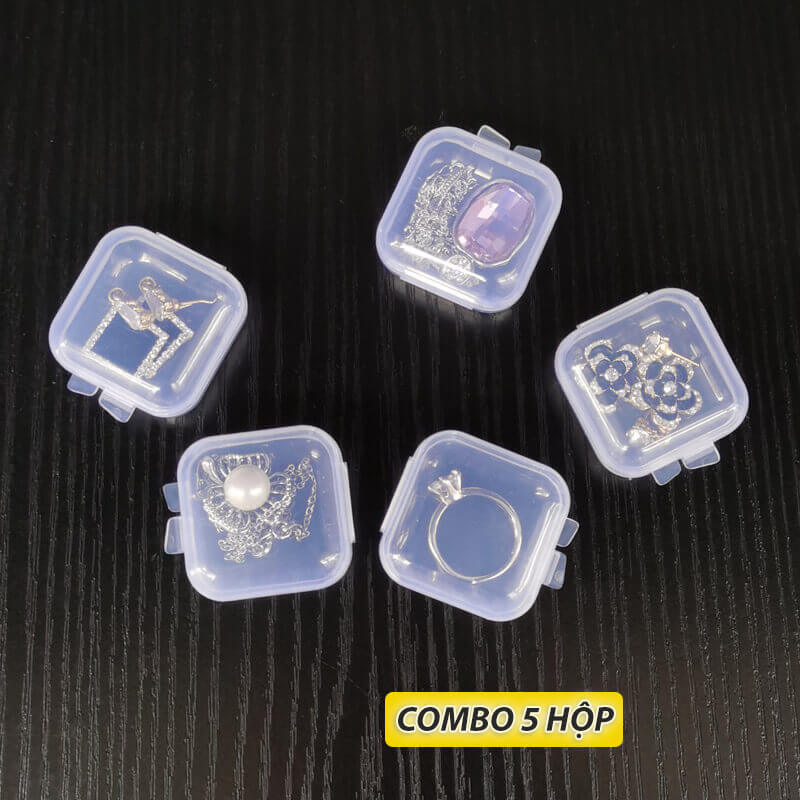 COMBO 5 Hộp Nhựa Mini Có Nắp Trong Suốt Khoá Kín Đựng Trang Sức Linh Kiện Ốc Vít Vật Dụng Nhỏ Tiện Lợi