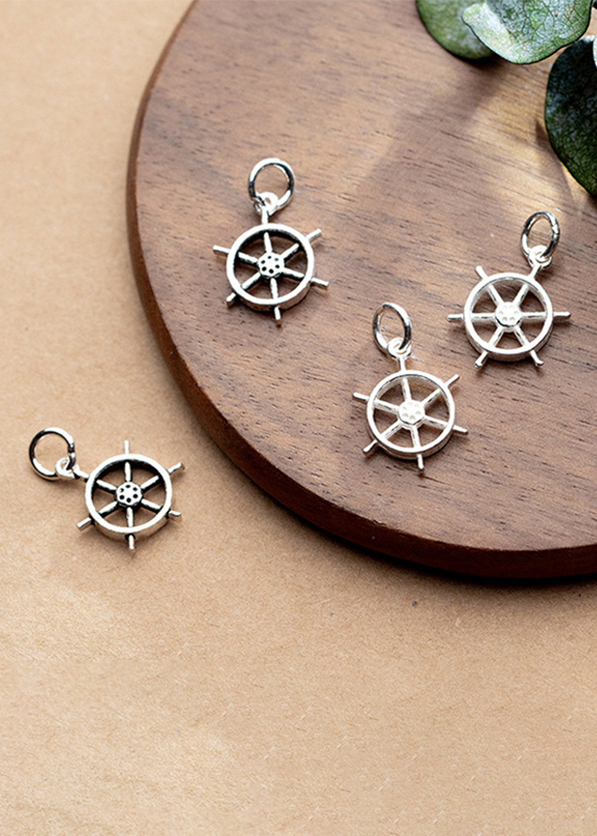 Combo 2 cái charm bạc hình bánh lái mặt treo 1 - Ngọc Quý Gemstones