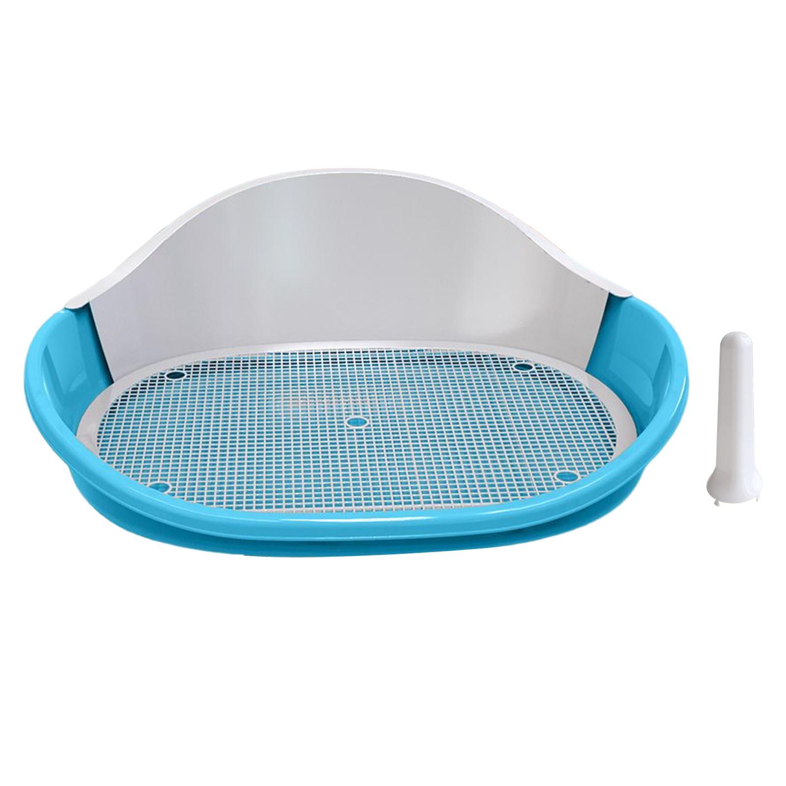 Dog Toilet with Urinary Column Dog Litter Tray Mesh Grids Potty Trainer Blue