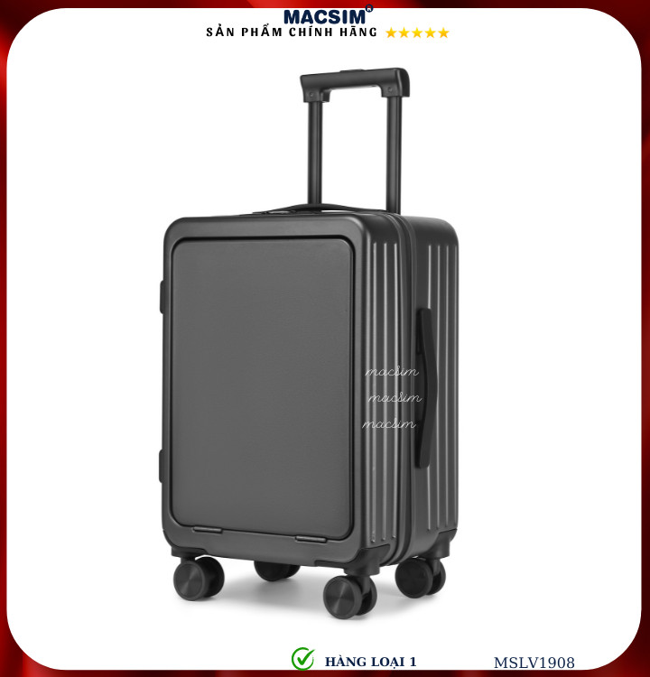 Vali cao cấp Macsim SMLV1355a cỡ 20 inch màu ghi, màu trắng - Hàng loại 1
