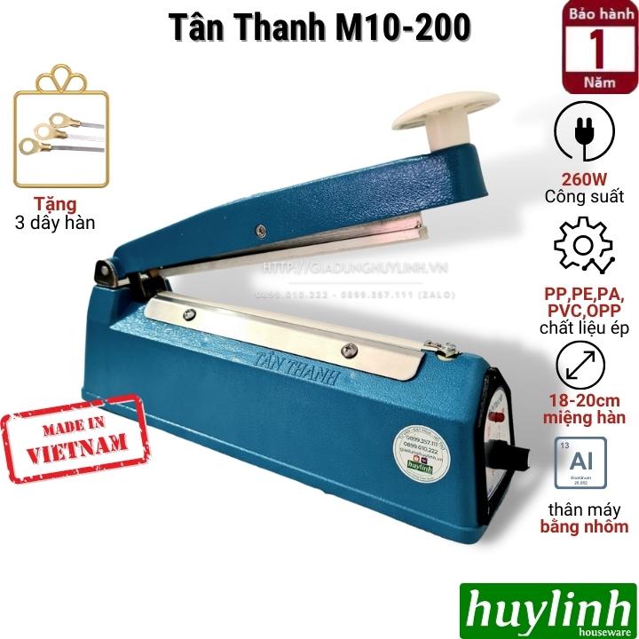 Máy hàn miệng túi dập tay Tân Thanh M10-200mm - Tặng 3 dây hàn sơ cua