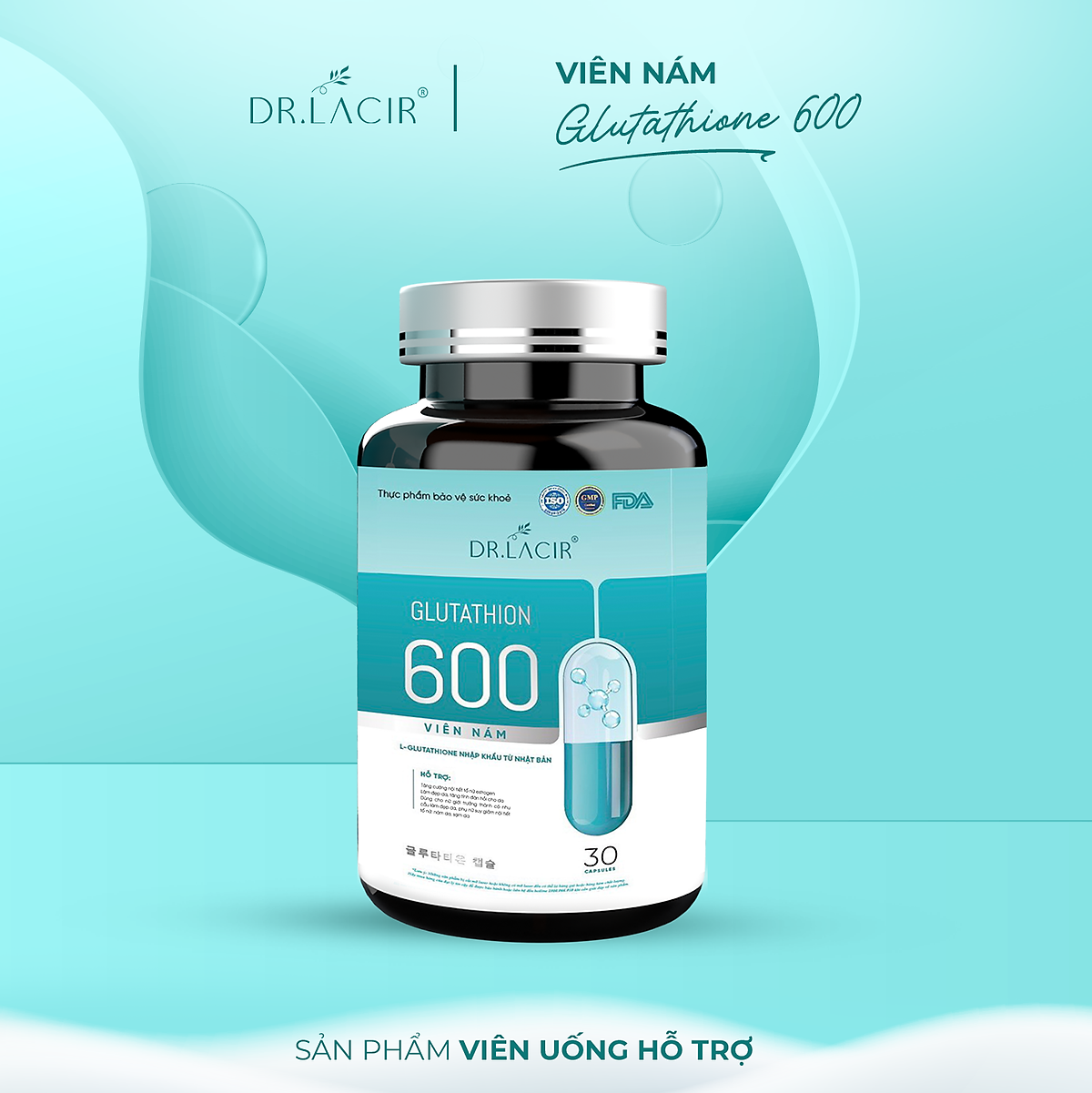 Viên Uống Trắng Da, Mờ Nám, Thâm Sạm Glutathione 600 Dr Lacir