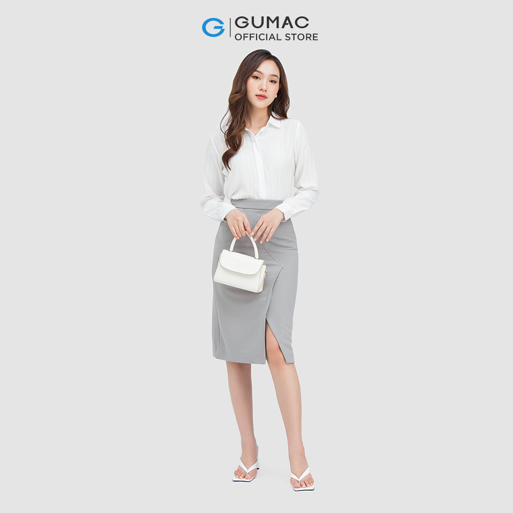 Chân váy GUMAC VC05049 form A xẻ tà sang trọng