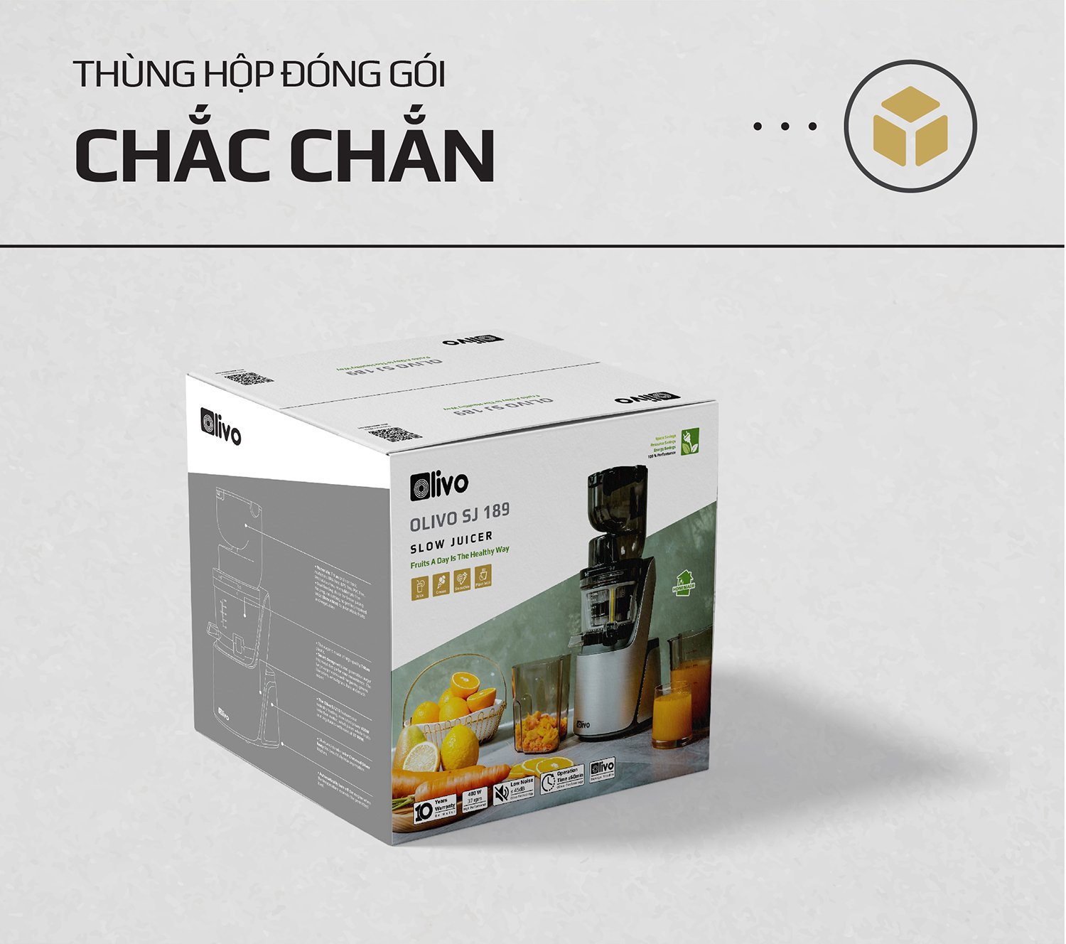 Máy Ép ChậmHàng Chính Hãng Olivo SJ189 - Ép Trái Cây Rau Củ Quả - BH 10 Năm