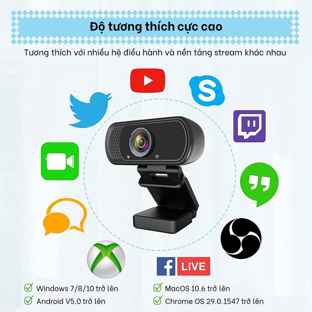 Webcam máy tính FullHD 1080p siêu nét tích hợp mic chống ồn bảo hành 12 tháng