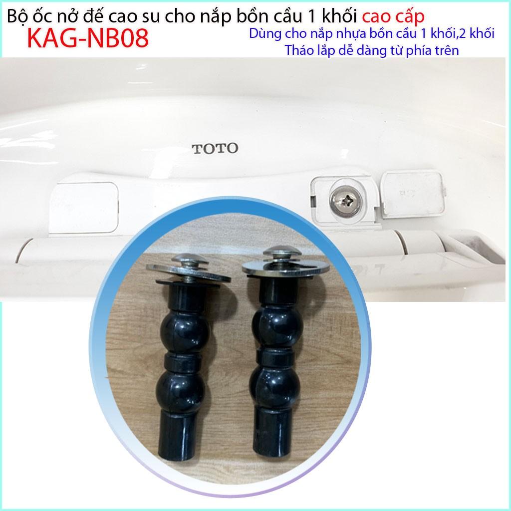 Ốc nắp cầu liền khối LInax KAG-NB08, ốc Inox gắn nắp đậy cầu American, ốc nở nắp Toto đế cao su dài dùng cho 100% chắc chắn sử dụng tốt