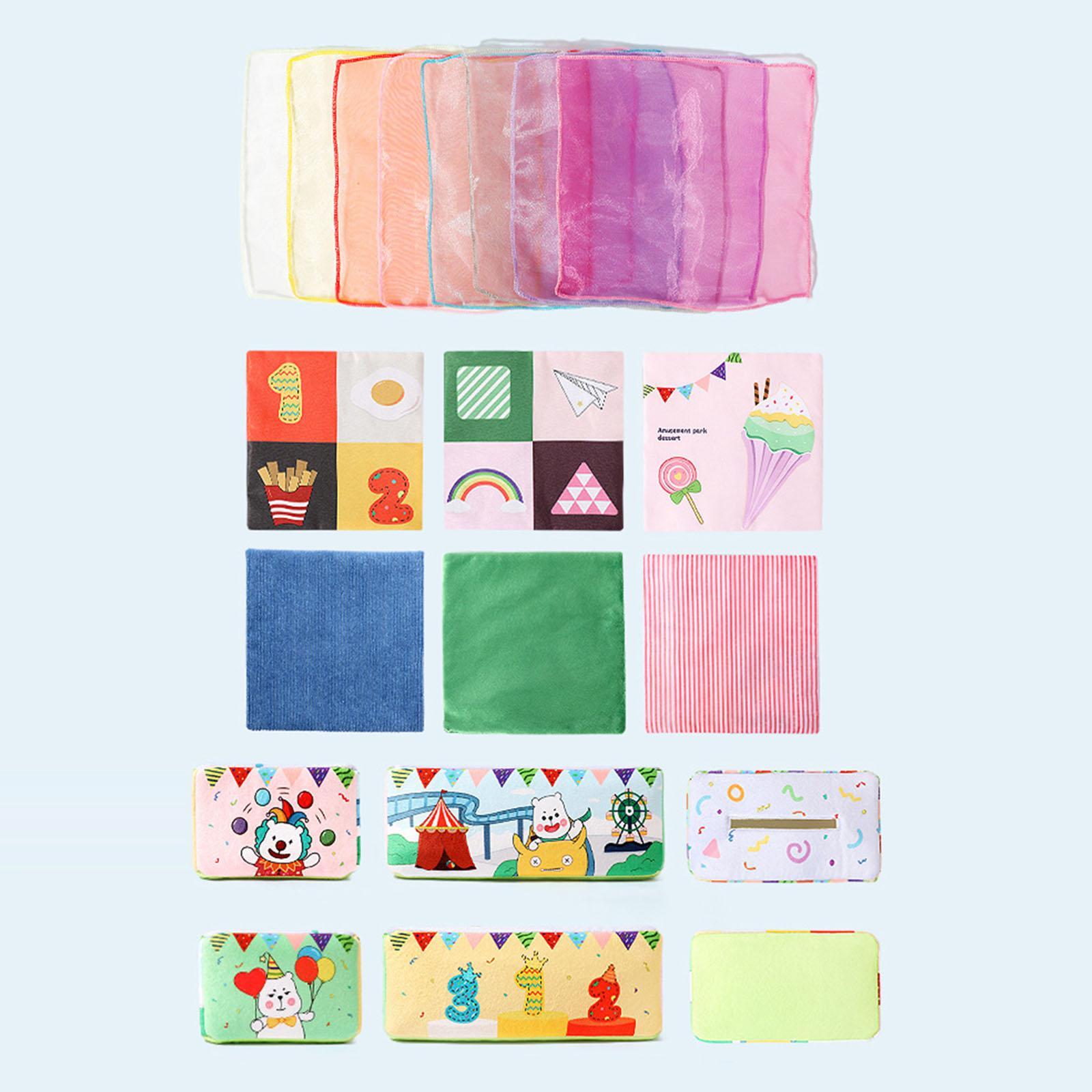 2x Plush Baby Tissue Box Gauze Scarf Sensory Toy for Newborns 6-12 Months
