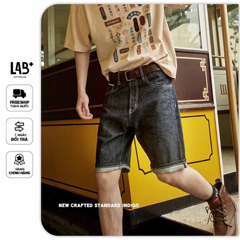 Quần short jean nam indigo cao cấp thương hiệu LAB - S2251