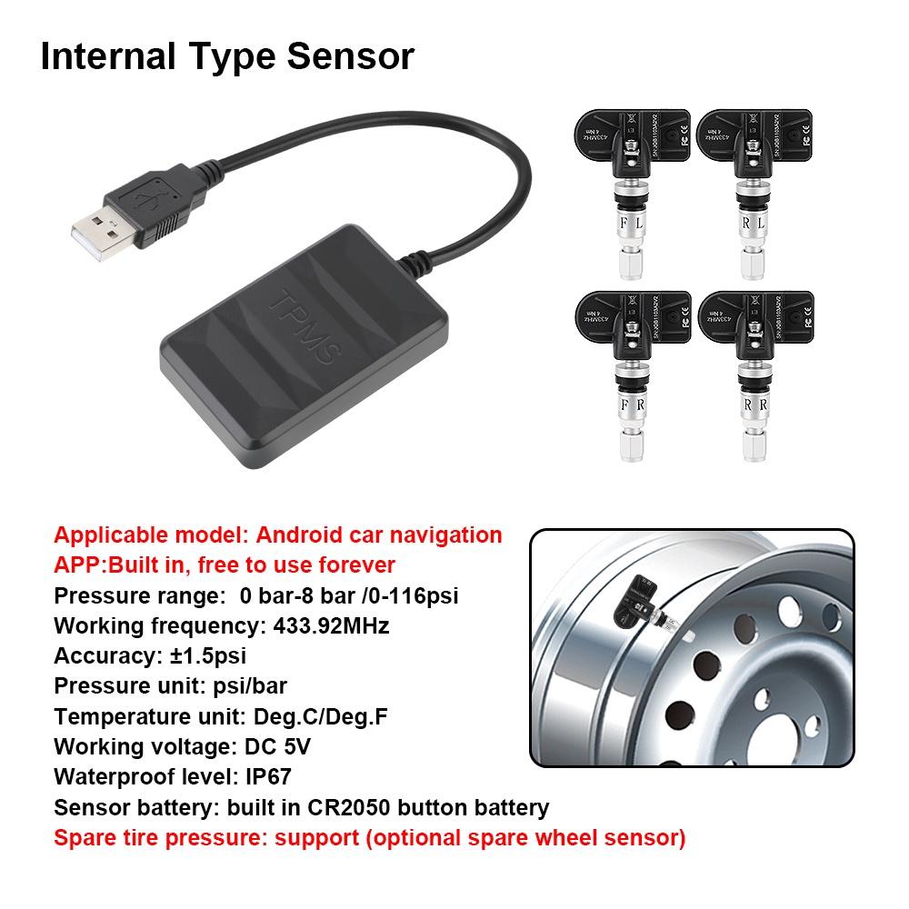 Hệ thống cảm biến áp suất bánh xe bên trong USB TPMS cho xe hơi