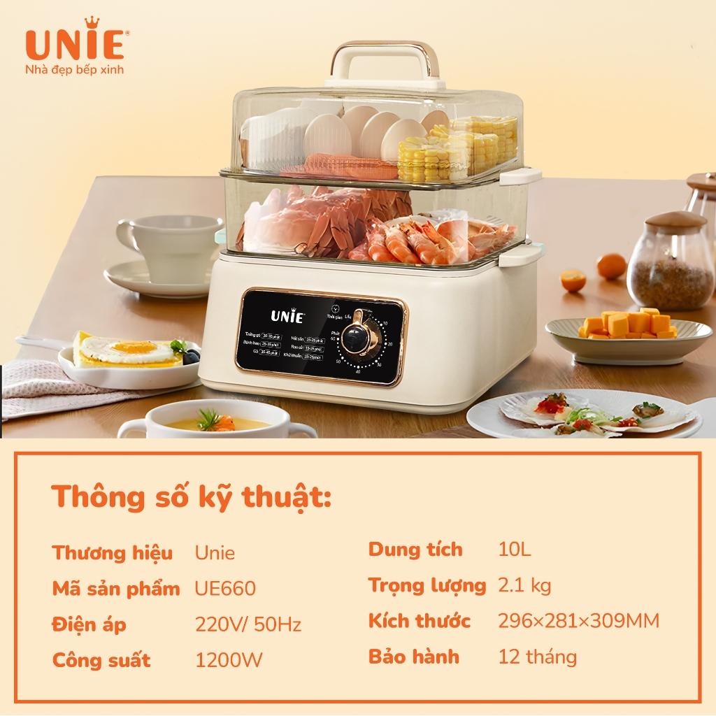 Nồi Hấp Điện Unie UE660, Lẩu - Hầm - Hấp 3 Trong 1 Dung Tích 10Lit - Công Suất 1200w, Hàng Chính Hãng