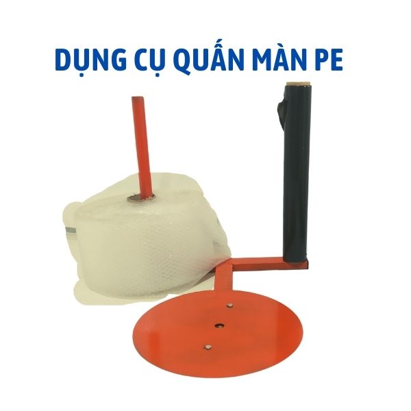 Dụng cụ quấn màn pe, dạng 2 lõi, bàn xoay giúp đóng gói hàng hóa nhanh chóng nhẹ nhàng. Chịu tải 70kg