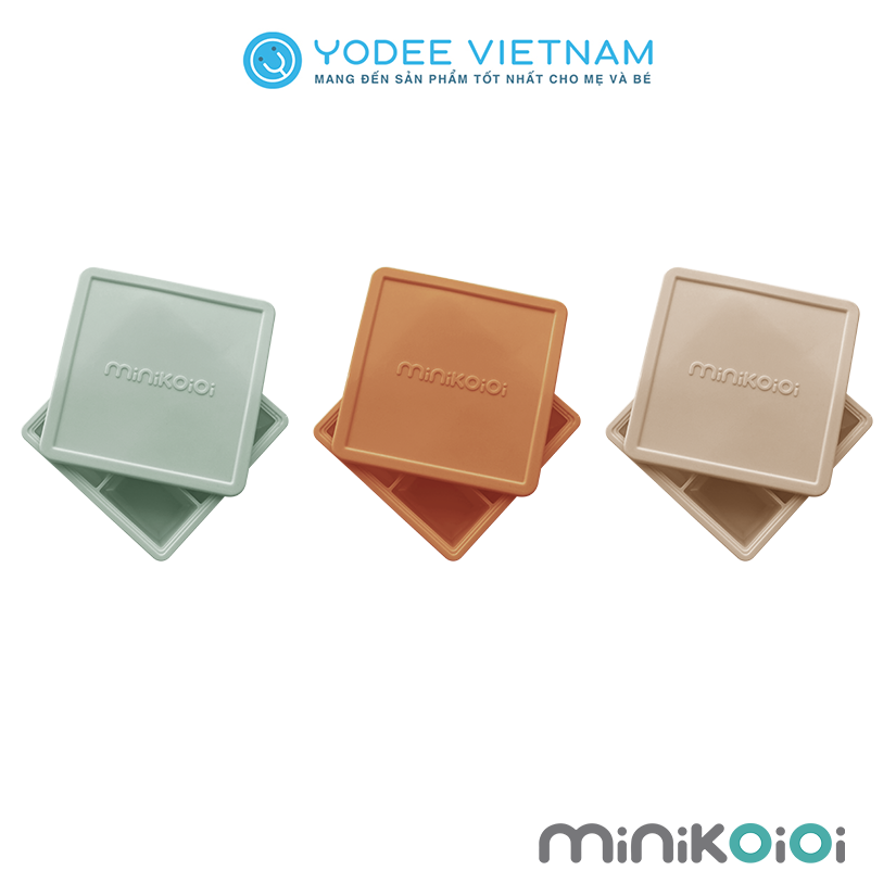 MinikOiOi Khay trữ thức ăn bằng silicone cao cấp cho bé, có nắp đậy tiện lợi và dễ vệ sinh