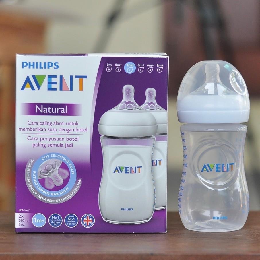 Bộ 2 Bình Sữa Philips Avent Natural 125ml / 260ml / 330ml bằng nhựa PP, không có BPA