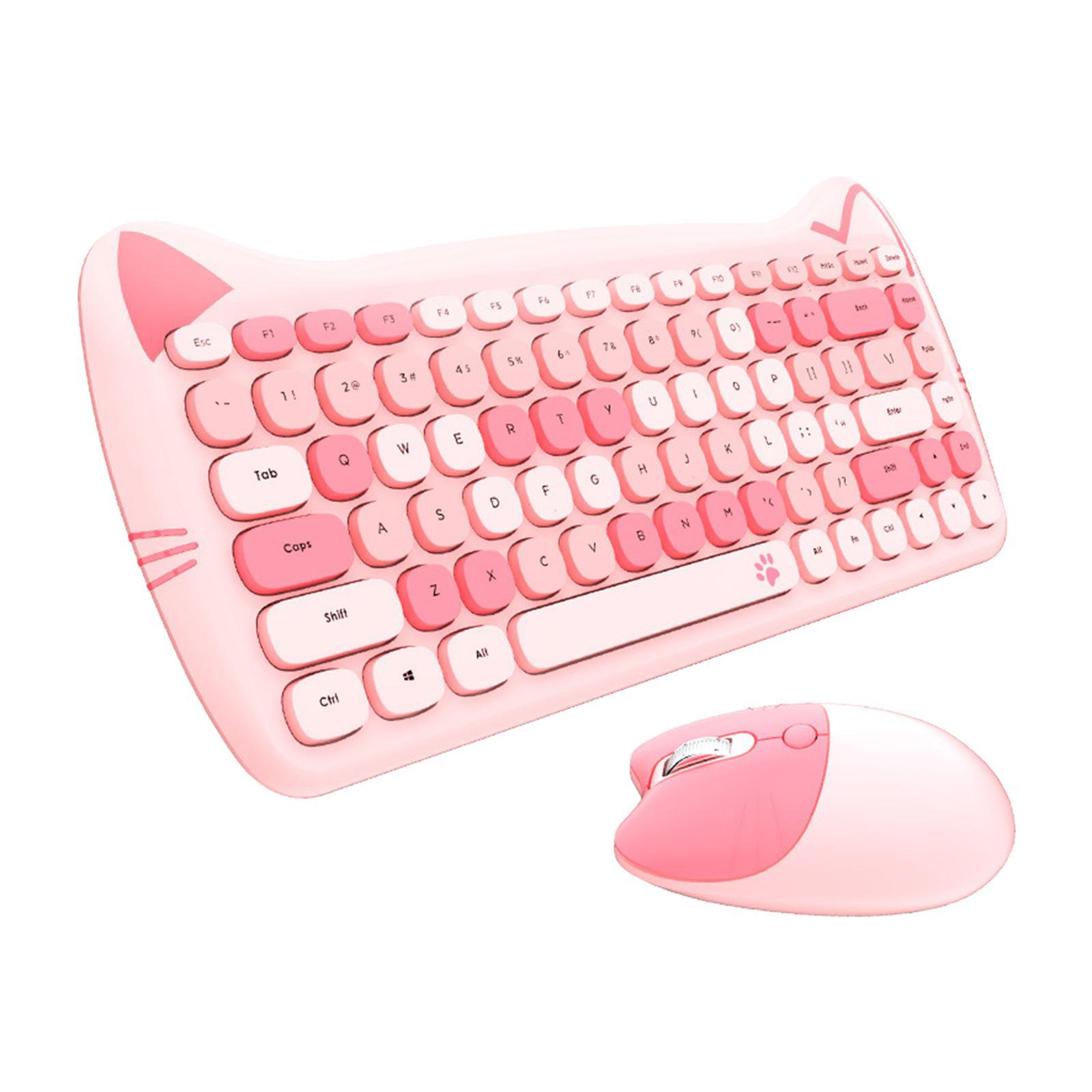 Mini Wireless Keyboard Mouse Set Round Key Multi-Colour Cute Lovely for Girls
