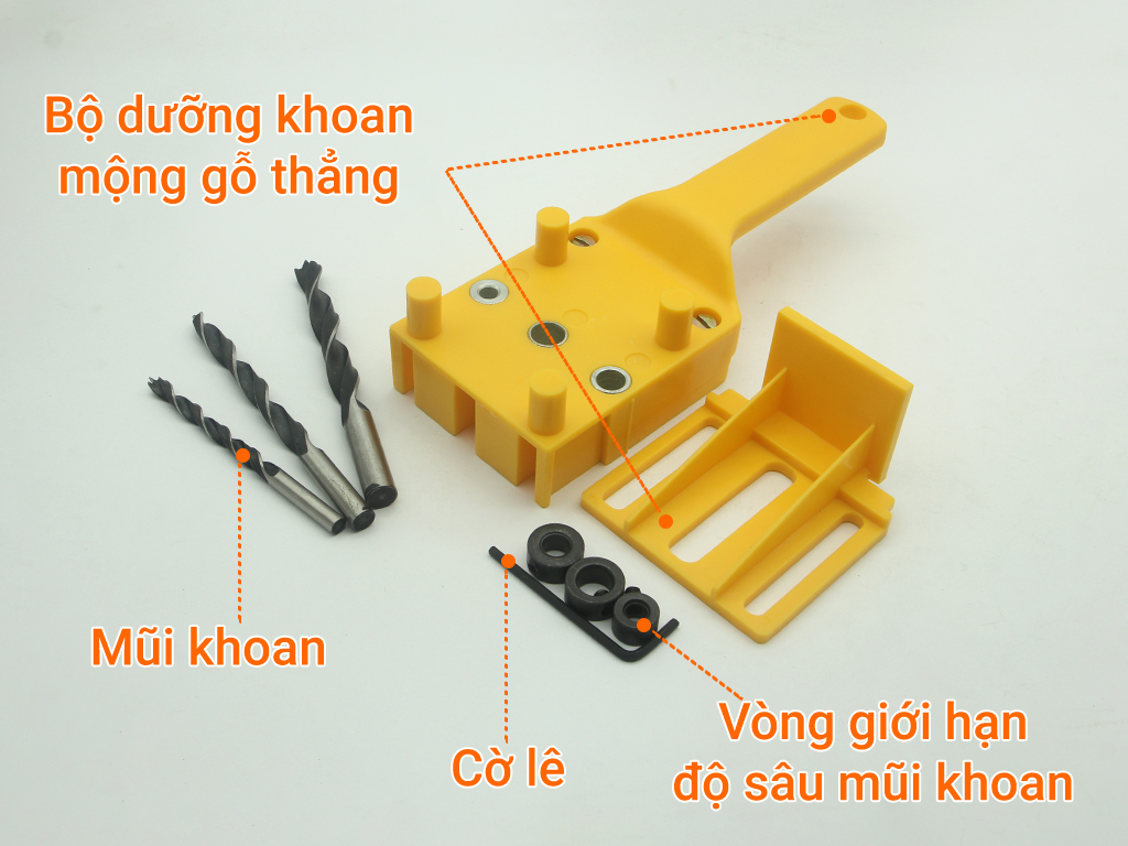 Bộ cữ khoan mộng gỗ thẳng mép tấm cầm tay 6-8-10mm 8 chi tiết