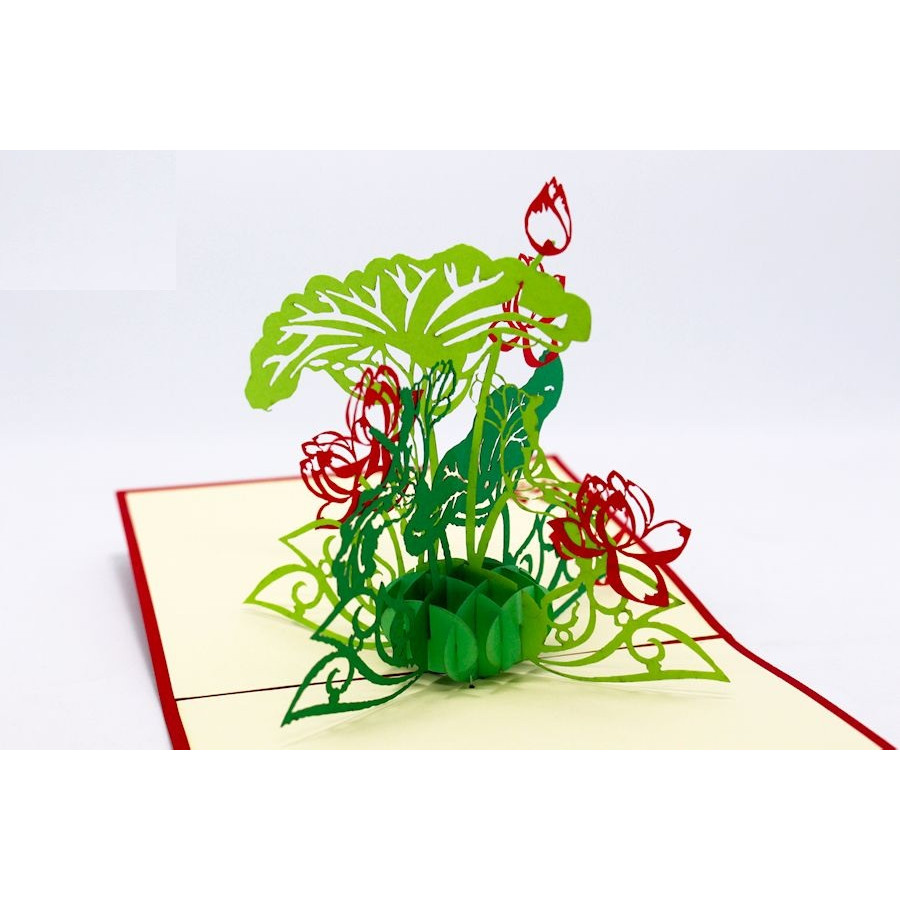 Thiệp 3D Cây và hoa - Thanh Toàn - Hoa sen cỡ nhỏ - NV49
