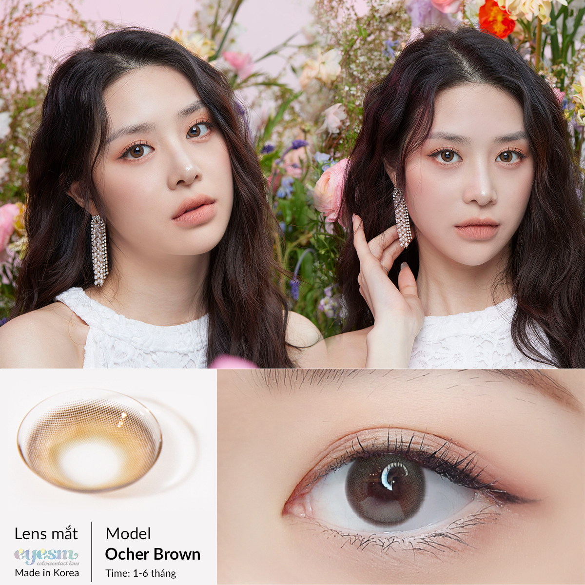 Lens áp tròng Eyesm Ocher Brown - Lens màu mắt nâu, sử dụng 1-6 tháng