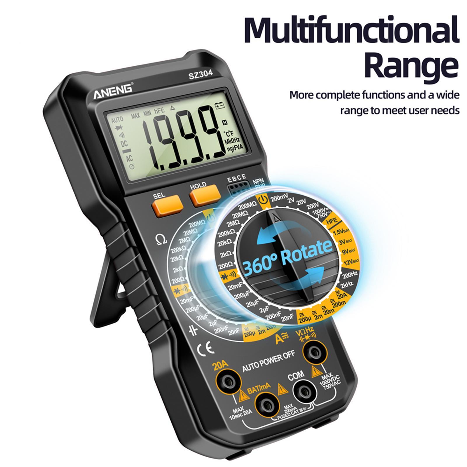 Electrical Multimeter Electrician Tool Multifunction Pocket DC Current Wide Measuring Continuity Capitance Voltage Meter Voltage Tester