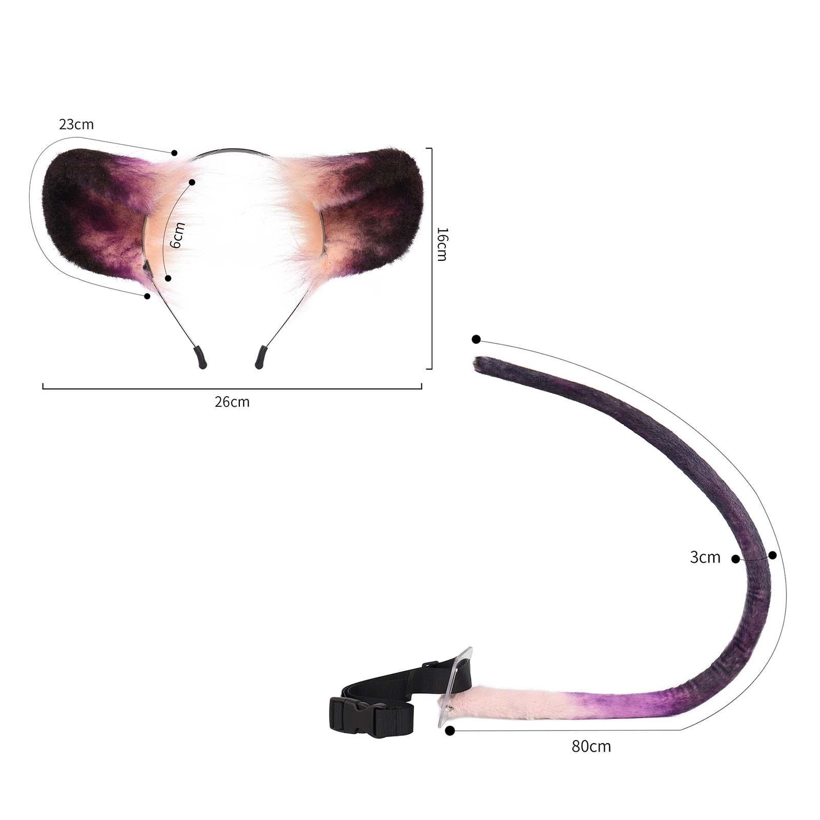Animals Ear Hair Hoop Cats Costume Accessories Set Cosplay Headwear Dress up Ears and Tail Set for Kids Adults Carnival Role Play Halloween