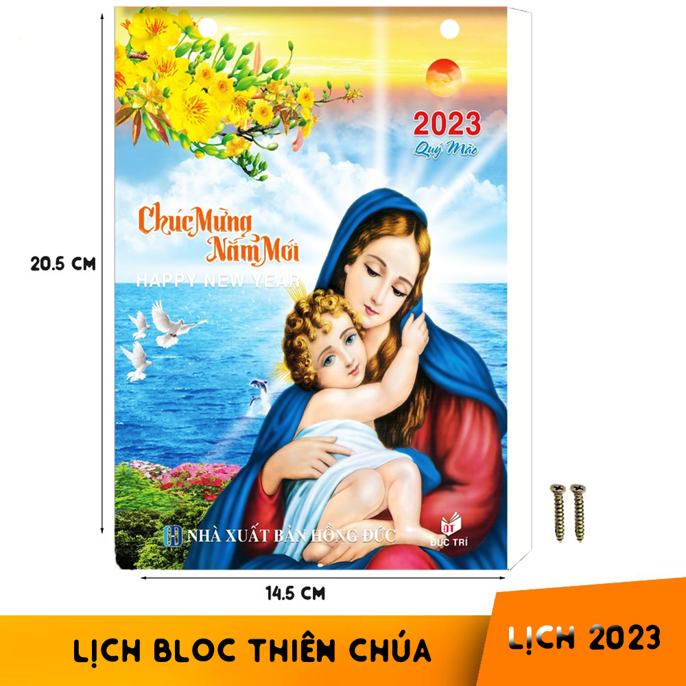 Lịch công giáo có các ngày lễ và lời chúa từng trang - bloc đại có kèm ốc vít kích thước 10.5cm * 14.5cm