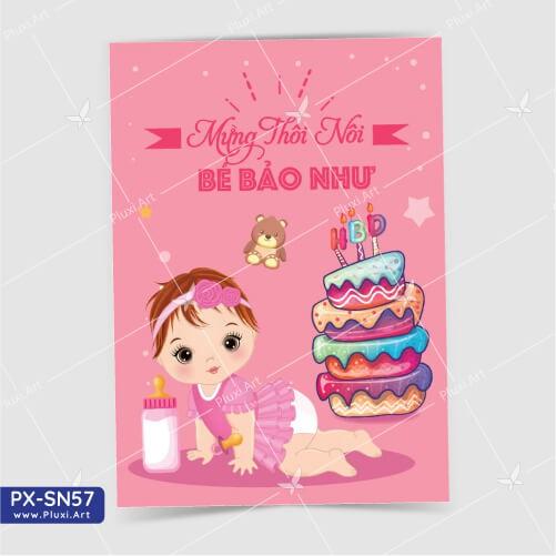 Thiệp thôi nôi – sinh nhật theo yêu cầu Pluxi