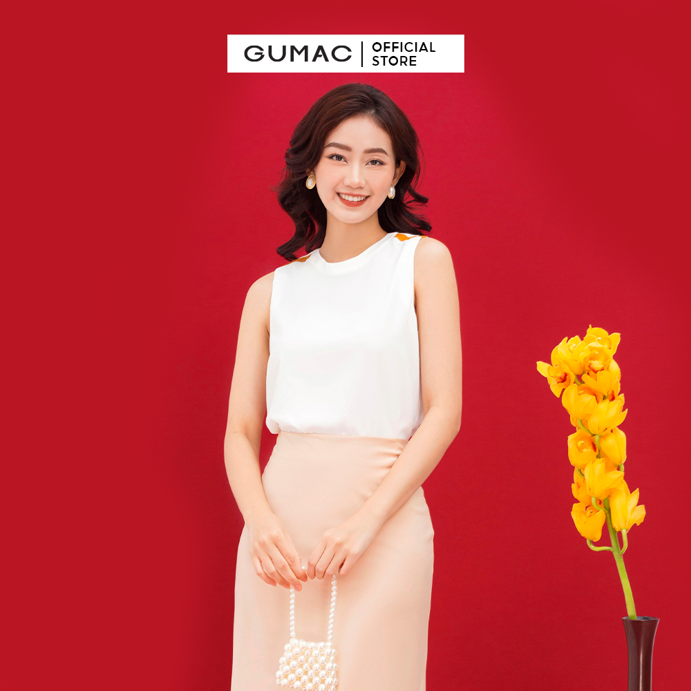 Chân váy dài GUMAC VC03034 lụa xòe lưng liền