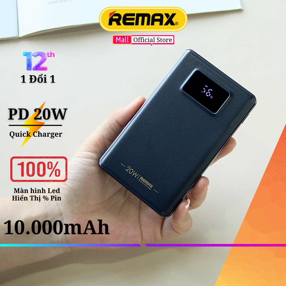 Pin sạc dự phòng 10000mAh 22.5W Remax RPP-319 Hỗ trợ sạc nhanh PD 20W Hàng Chính Hãng Remax Bảo Hành 1 Đổi 1 Trong 12 Tháng