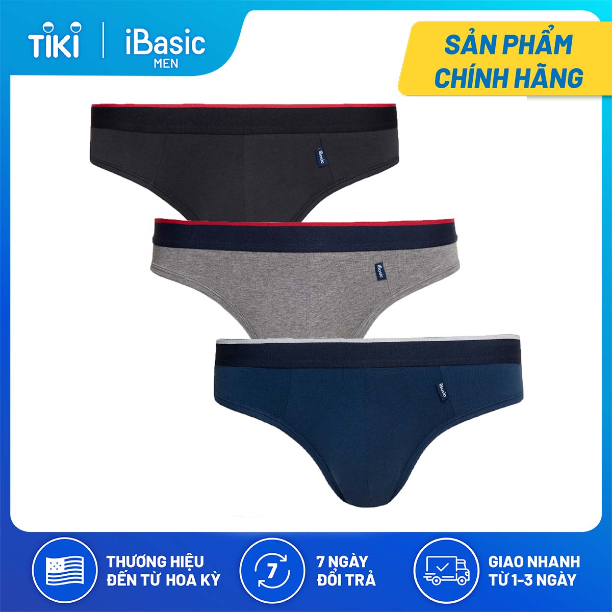 Combo 3 quần lót nam tam giác thun cotton iBasic PANM045