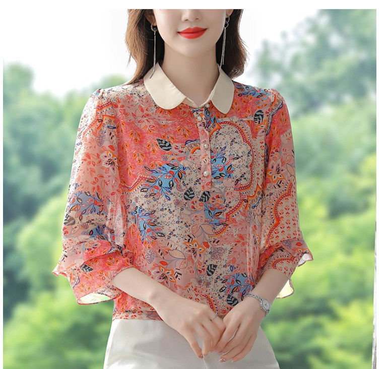 Áo sơ mi nữ voan hoa kiểu phương Tây áo sơ mi đẹp mã 3651