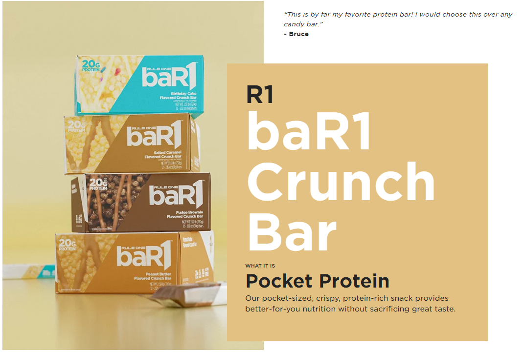 Whey protein ăn liền dạng bánh Rule 1 BAR1 CRUNCH 60g