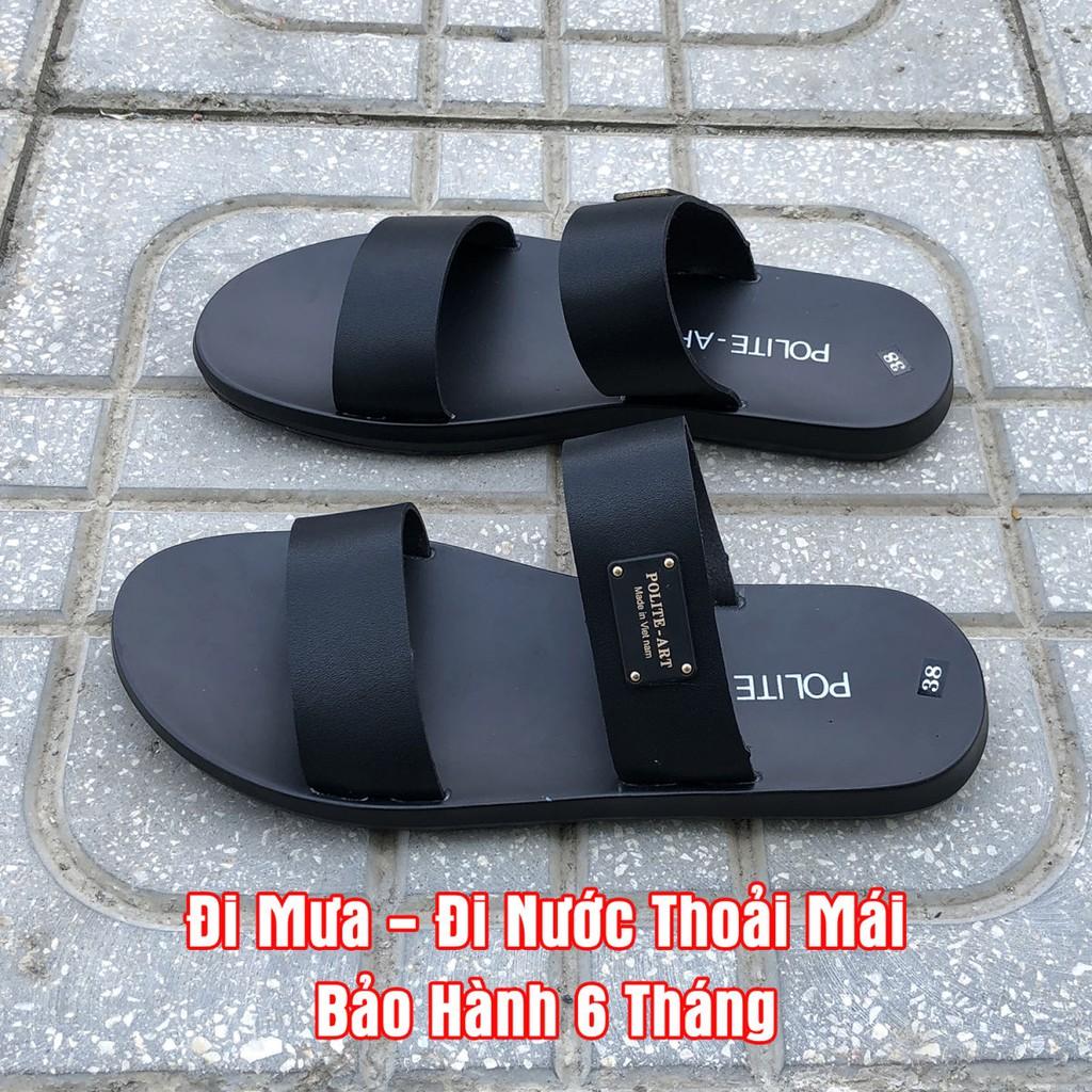 Dép da nam dép Xăng đan nam Sandal nam da bò xịn quai ngang quai hậu cao cấp xuất khẩu thời trang đẹp giá rẻ Q-16 đen