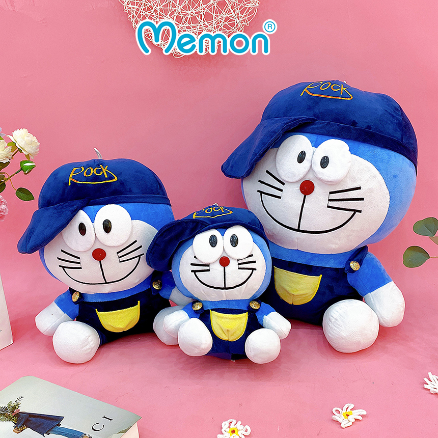 Gấu Bông Doremon Đội Mũ Cao Cấp - Hàng Chính Hãng Memon - Đồ Chơi Thú Nhồi Bông Doraemon Đội Mũ, Bông Gòn PP 3D Tinh Khiết, Mềm Mịn, Đàn Hồi Đa Chiều, Bền Đẹp, An Toàn Cho Người Sử Dụng