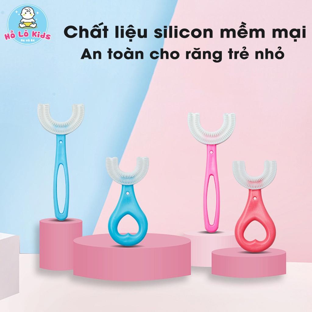 Set 2 chi tiết bàn chải đánh răng chữ u thông minh, kem đánh răng dạng bọt cho bé Hồ Lô Kids