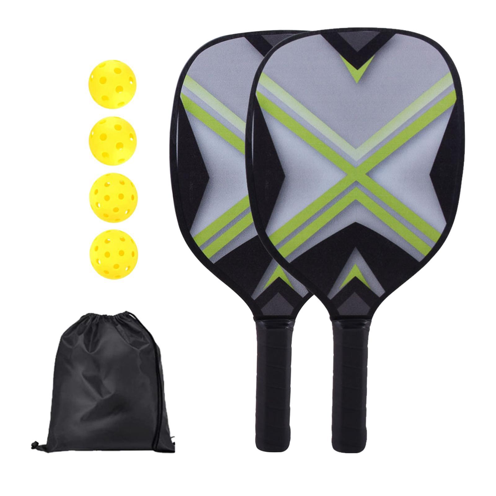 Pickleball Paddles Set of 2 Rackets with 4 Balls and Storage Bag for Indoor and Outdoor Tournament