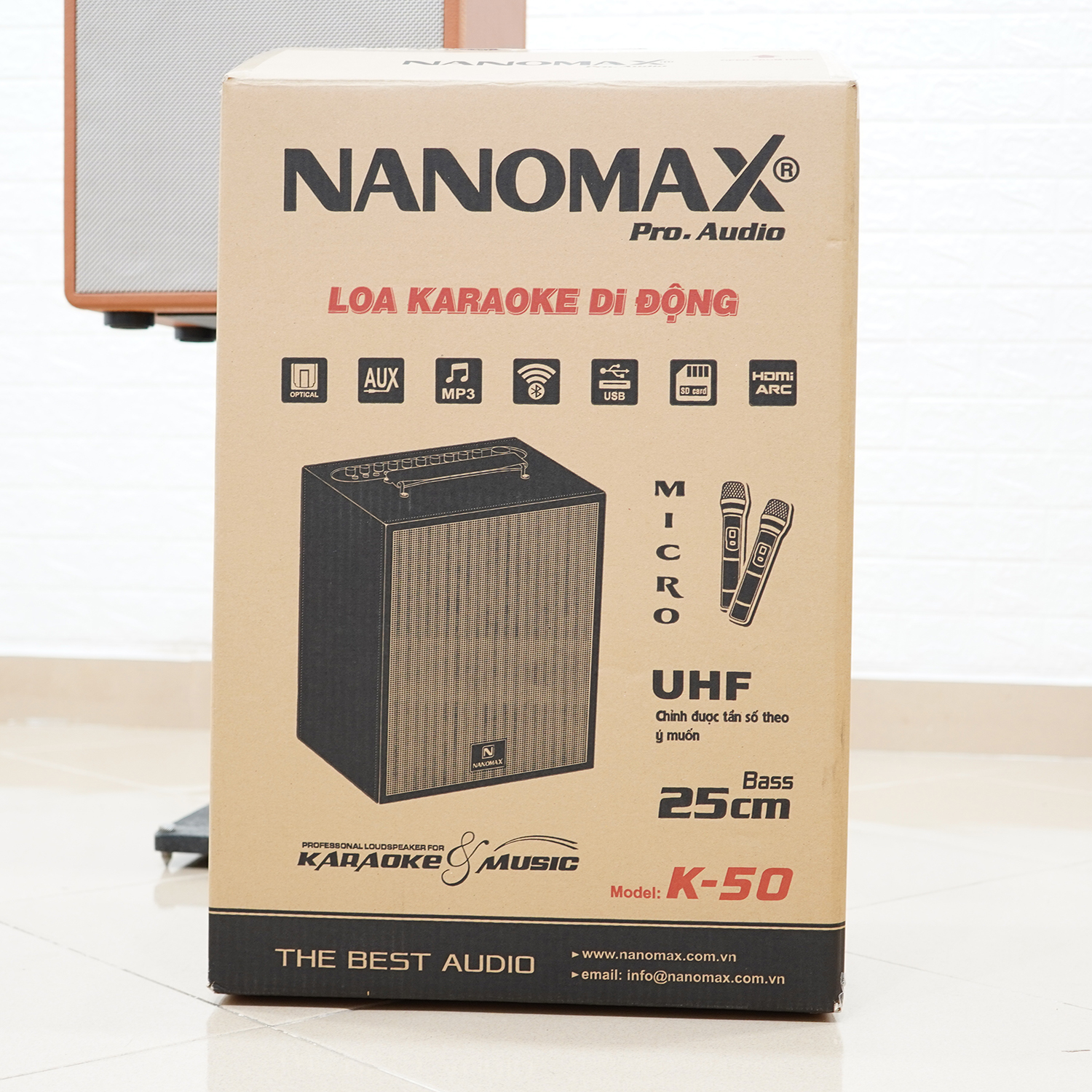 Loa Kéo Karaoke Xách Tay Nanomax K-50 K50 Bass 250cm Công Suất 360w Bluetooth Hàng Chính Hãng