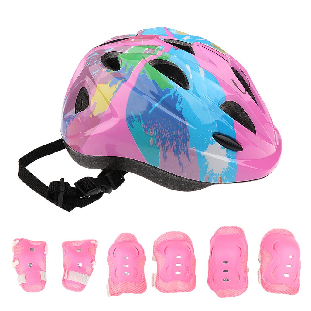 7 Pieces Kid Child Roller Skating Cycling Skateboarding Helmet Knee Wrist Elbow Pad Protector Set