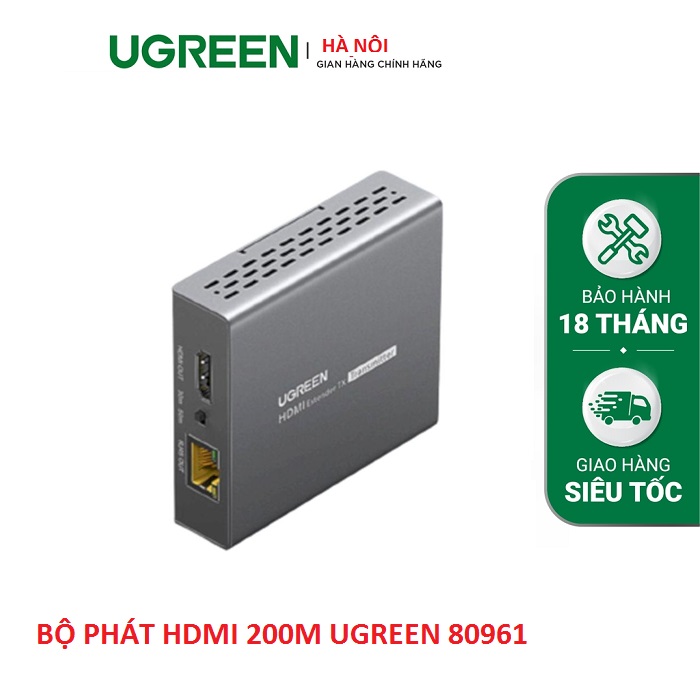 Bộ chuyển đổi HDMI ra dây mạng Cat5e/6  200M Ugreen (80961 - 80962)  hàng chính hãng