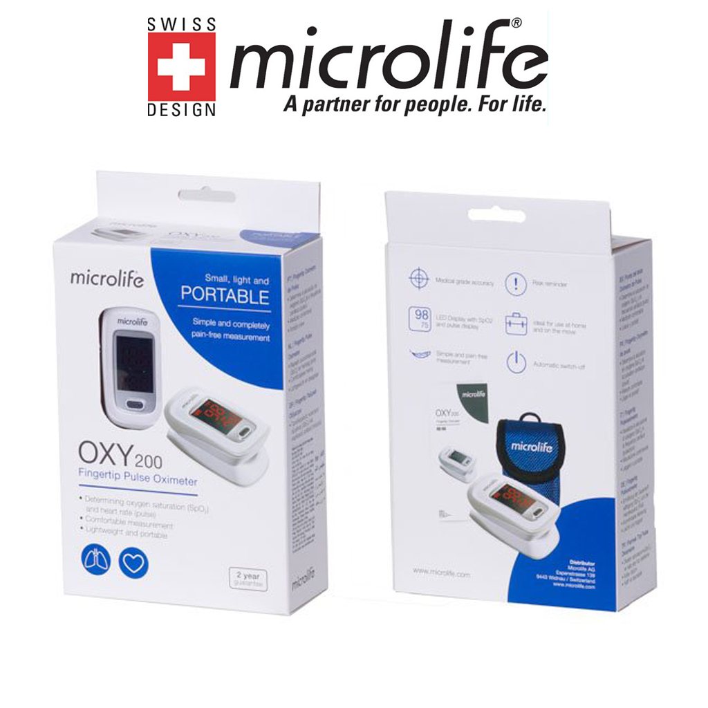 Máy đo nồng độ OXY trong máu và nhịp tim Microlife SPO2 OXY200 - Chính Hãng Thụy Sĩ