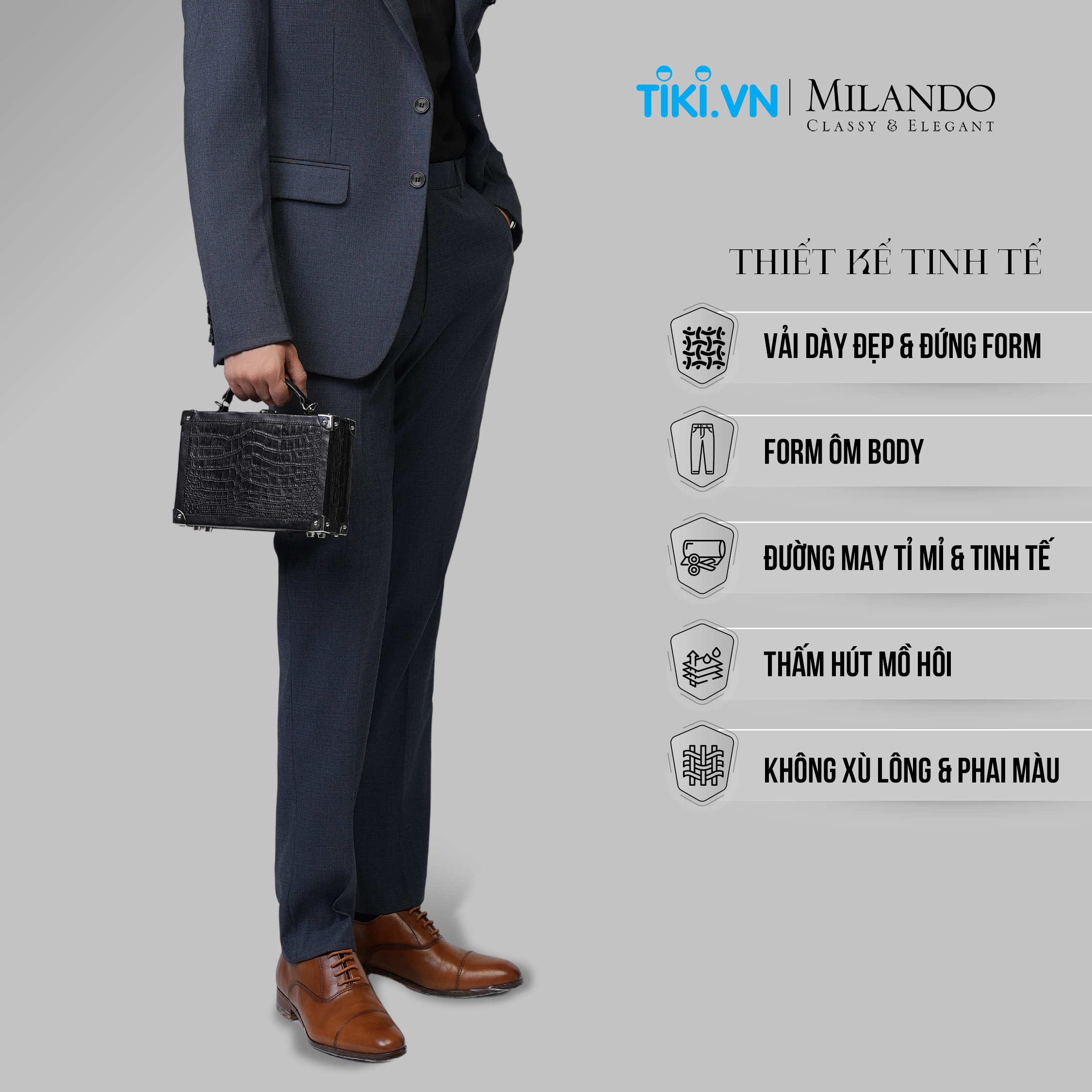 Quần Vest Nam Cao Cấp MYMILANDO Màu Xanh Xám Chì - Chất Liệu Cao Cấp Bền Màu, Kiểu Dáng Slim Fit Trẻ Trung, Thời Trang Công Sở, Dạo Phố, Sự Kiện Sang Trọng