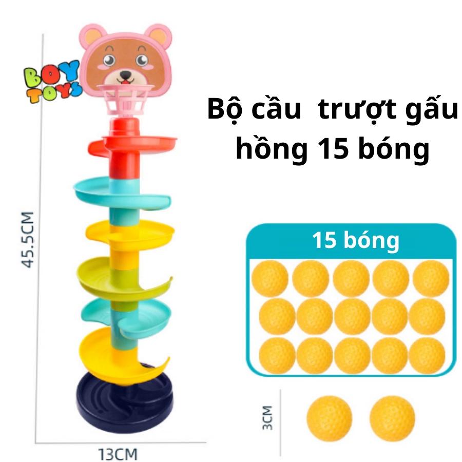 Đồ chơi vận động bóng rổ cầu trượt, cầu trượt thả bóng xoay vòng, tháp bóng lăn nhiều màu sắc thú vị cho bé