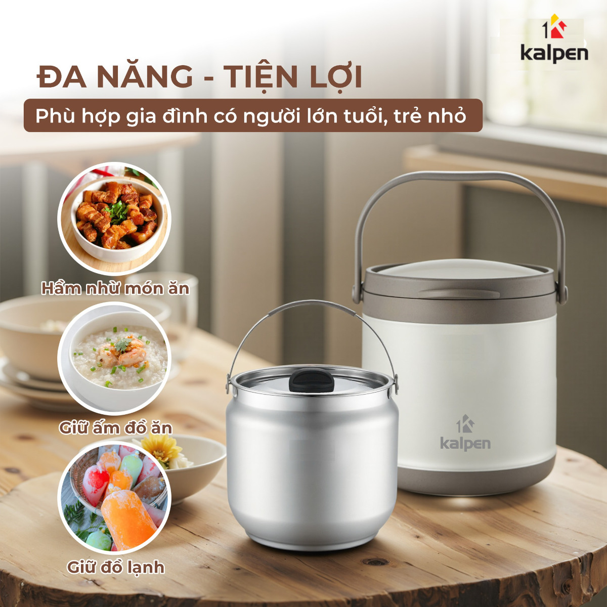 Nồi ủ nhiệt chân không 5L Kalpen E12 chuẩn hàng Đức, bảo hành 2 năm - Hàng chính hãng