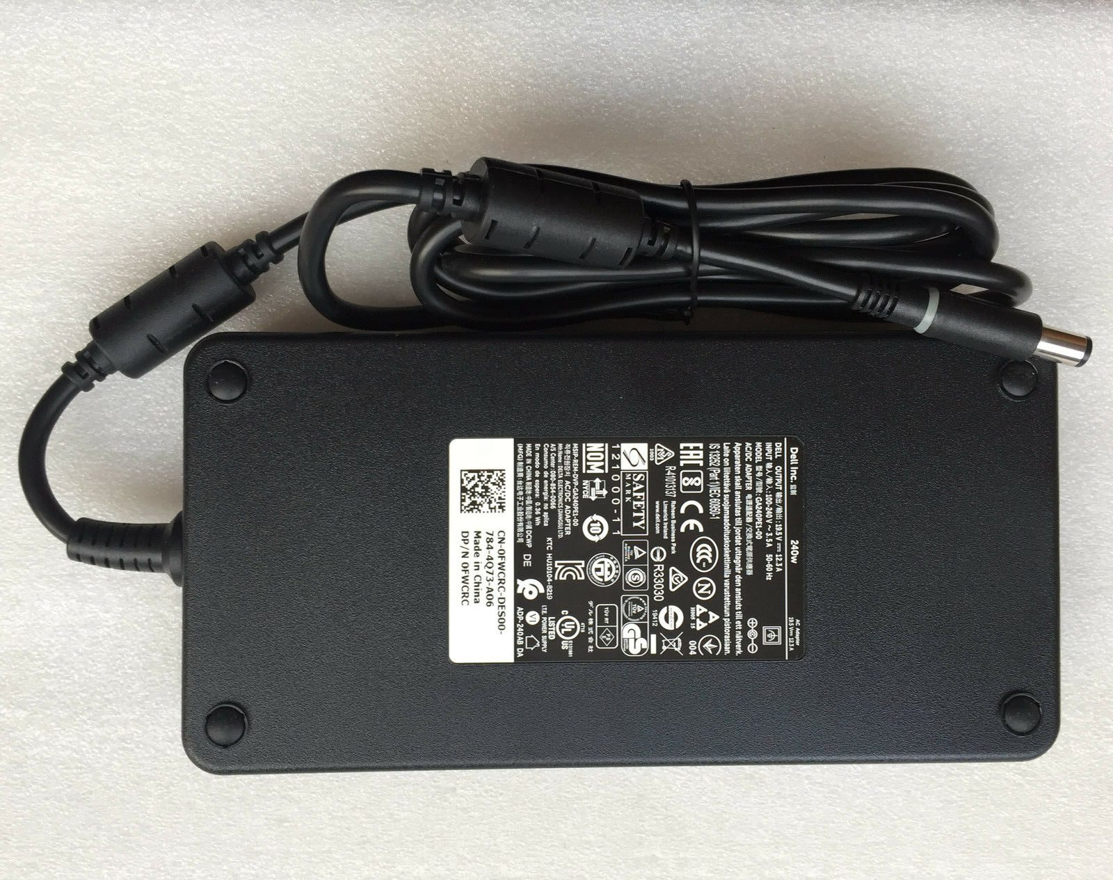 Adapter sạc laptop Dell 240w (19.5v-12,3A) Slim, kim to 7.4mm x 5.0mm dùng cho laptop Dell Alienware M14X, M15x, M17x, M17x R3, Dell Precision M4600, M4700, M6300, M6400, XPS L702X - Hàng chính hãng