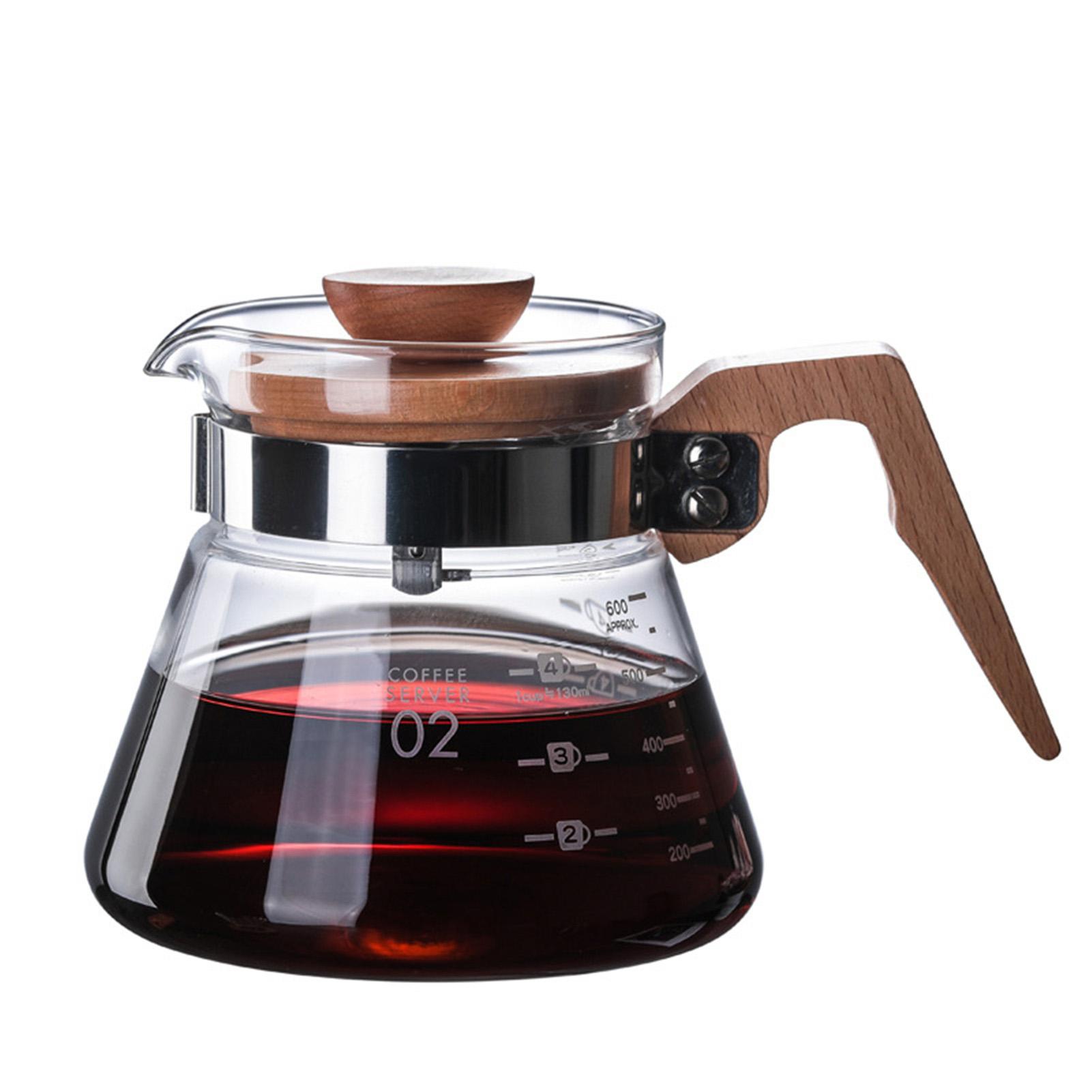Bình pha trà, cà phê 600ml làm bằng chất liệu thủy tinh và gỗ chất lượng